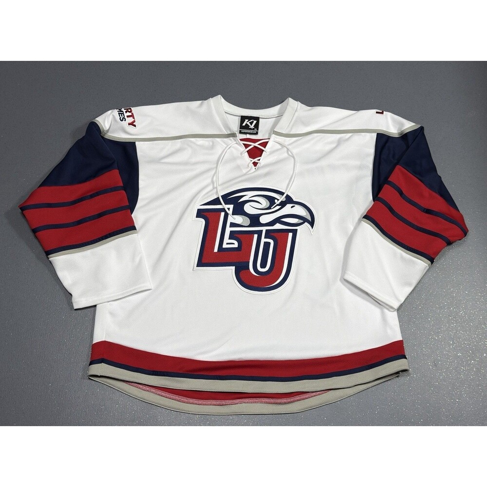 Liberty University Flames Hockey Jersey K1 Sportswear XL White Lace Neck